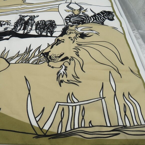 African Safari Animal Print Scarf Polyester 30" Square Hemmed Made In Italy - Picture 4 of 8